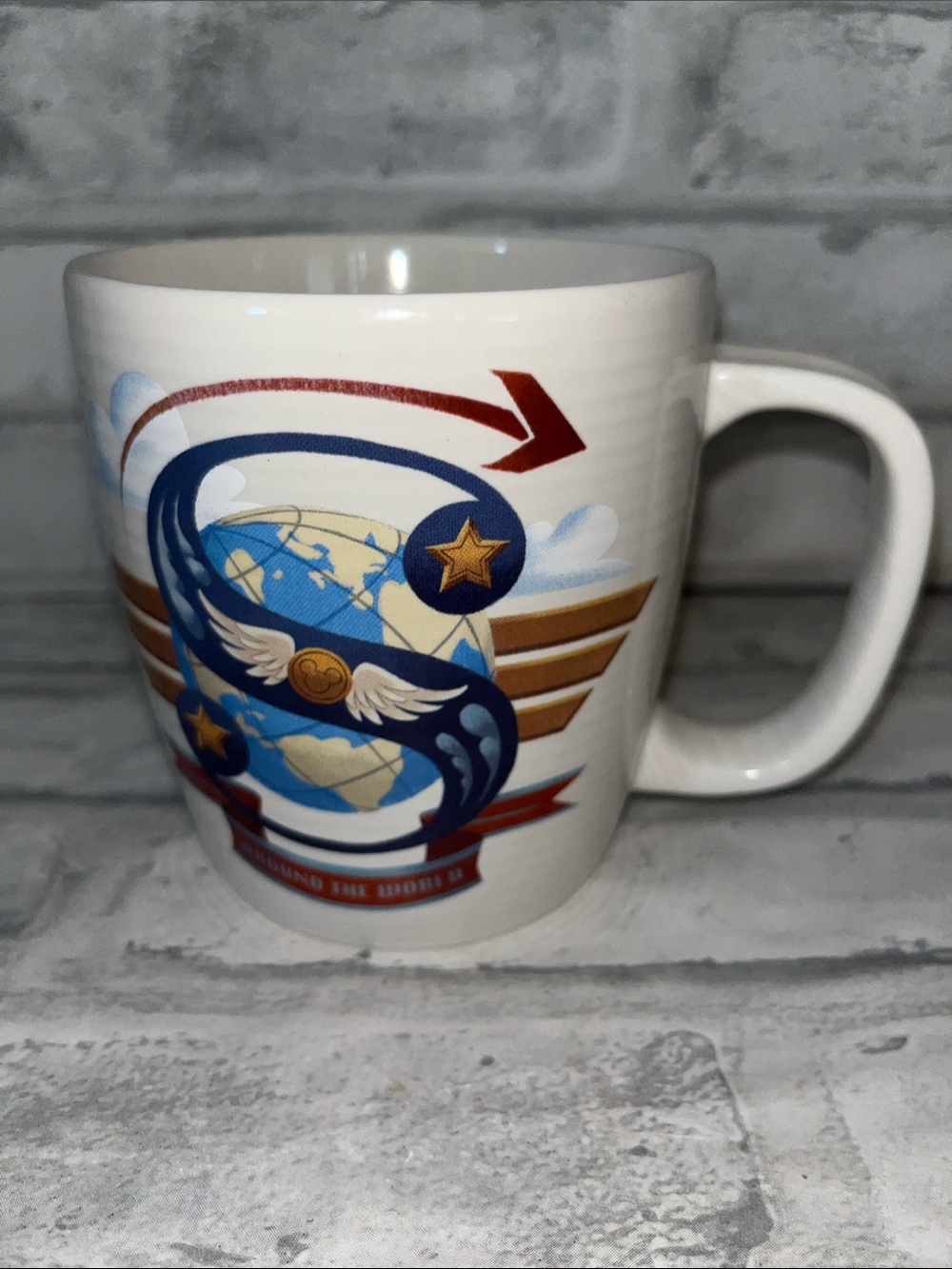 Disney White “S” alphabet coffee mug soaring the world travel  collectible 14 oz